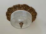 Barok plafondlamp messing facet geslepen glas Franse Lelie, Huis en Inrichting, Ophalen of Verzenden, Glas