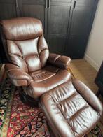 Leather Arm chair w/ separate ottoman, Ophalen, Gebruikt, 75 tot 100 cm, Leer