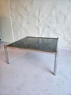 Vintage salontafel groen/grijs glas op chromen frame, Huis en Inrichting, Tafels | Salontafels, Ophalen, Gebruikt, 50 tot 100 cm