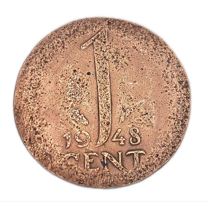 1 CENT 1948 WILHELMINA "Misslag", Postzegels en Munten, Munten | Nederland, 1 cent, Koningin Wilhelmina, Ophalen of Verzenden