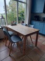 Houten Eettafel met Stoelen, Huis en Inrichting, Tafels | Eettafels, Gebruikt, 100 tot 150 cm, Vier personen, Grenenhout