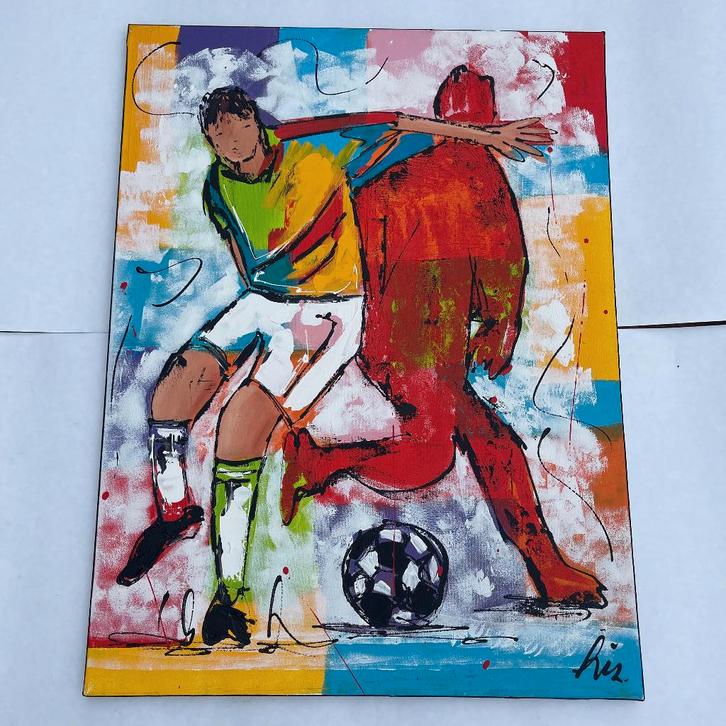 Schilderij Liz Goal Voetbal Soccer Abract Modern 60x80cm, Antiek en Kunst, Kunst | Schilderijen | Modern, Ophalen of Verzenden