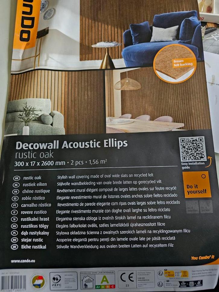 Cando Decowall Acoustic Ellips - Rustiek Eiken, Doe-het-zelf en Verbouw, Platen en Panelen, Nieuw, Hout, Minder dan 20 mm, Ophalen of Verzenden