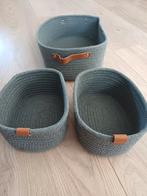 Set van 3 grijze mandjes, Mand, Ophalen of Verzenden, Zo goed als nieuw, Riet