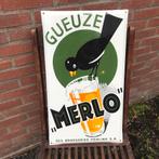 Gueuze MERLO bier emaille reclamebord, Ophalen of Verzenden, Zo goed als nieuw, Reclamebord, Plaat of Schild, Overige merken