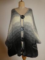 Prisa Collection poncho vest 1 maat gebreid zwart wit grijs, Prisa Collection, Wit, Zo goed als nieuw, Verzenden