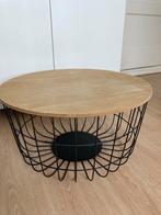 Bijzettafel / salontafel zwart/hout 58 cm, Huis en Inrichting, Tafels | Bijzettafels, Ophalen, Minder dan 45 cm, Gebruikt, Metaal of Aluminium