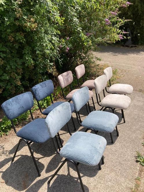 schoolstoelen eetkamerstoelen vintage op maat gemaakt, Huis en Inrichting, Stoelen, Nieuw, Vijf, Zes of meer stoelen, Hout, Leer