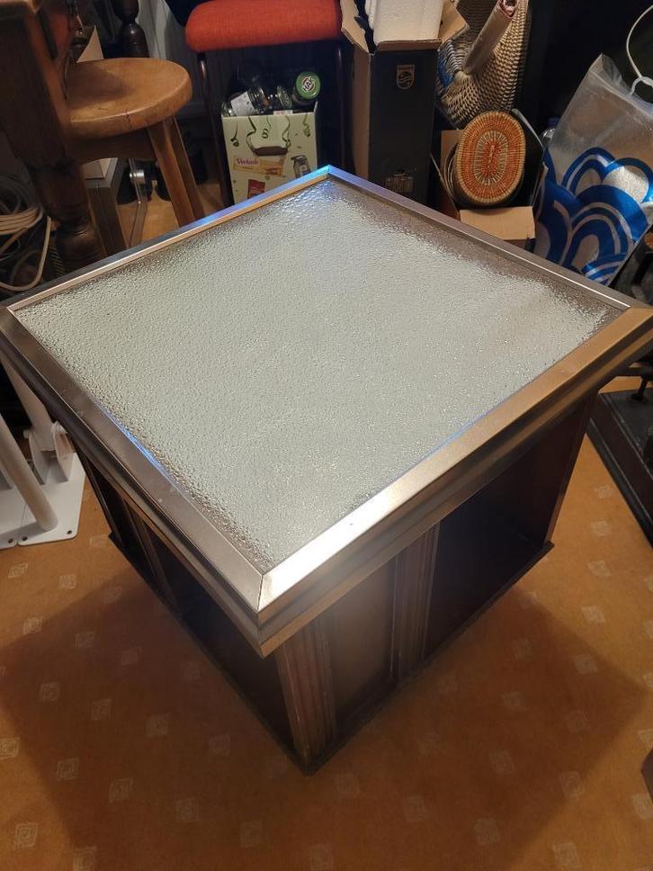 antiek draaibaar BIJZETTAFELTJE, Huis en Inrichting, Tafels | Bijzettafels, Gebruikt, Vierkant, 60 cm of meer, Minder dan 55 cm