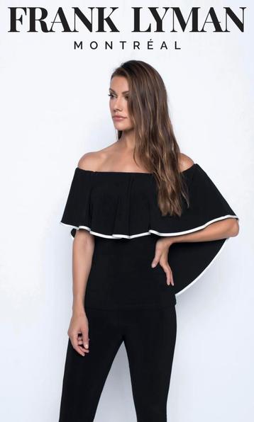 Frank Lyman elegante off shoulder top zwart/met wit detail M beschikbaar voor biedingen