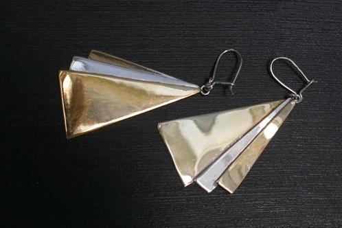 Royale zilveren oorhangers met goud, Sieraden, Tassen en Uiterlijk, Oorbellen, Nieuw, Hangers, Zilver, Zilver, Verzenden