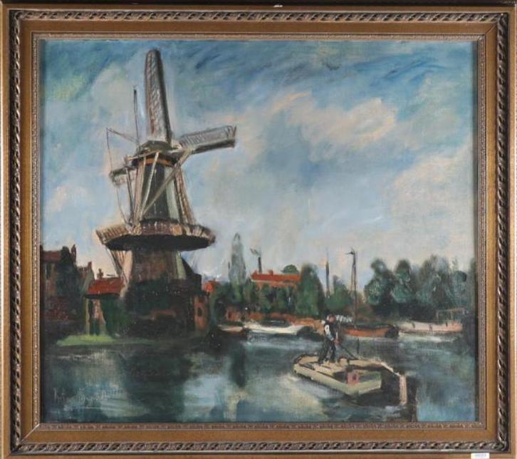 Piet van Wijngaerdt 1873-1964. Landschap te Haarlem, Antiek en Kunst, Kunst | Schilderijen | Klassiek, Verzenden