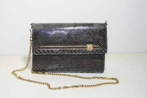 Grijze vintage slangenleren clutch, Sieraden, Tassen en Uiterlijk, Tassen | Damestassen, Zo goed als nieuw, Avondtasje, Grijs