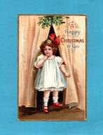 Mooie oude E.Clapsaddle's kerstkaart met leuk meisje  M289, Verzamelen, Verzenden, Voor 1920, Gelopen, Kinderen