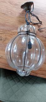 Hanglamp glas brocante, Huis en Inrichting, Lampen | Hanglampen, Ophalen, Zo goed als nieuw, Glas, Minder dan 50 cm