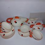 Vintage  theeservies GeHa wit zwart oranje, Ophalen of Verzenden