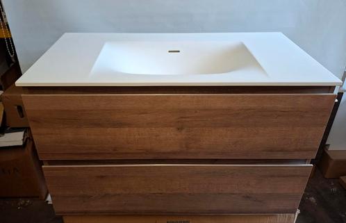 Badkamermeubel 100x51 cm Ben Denver eiken, Huis en Inrichting, Badkamer | Badkamermeubels, Nieuw, Wastafelkast, Minder dan 100 cm