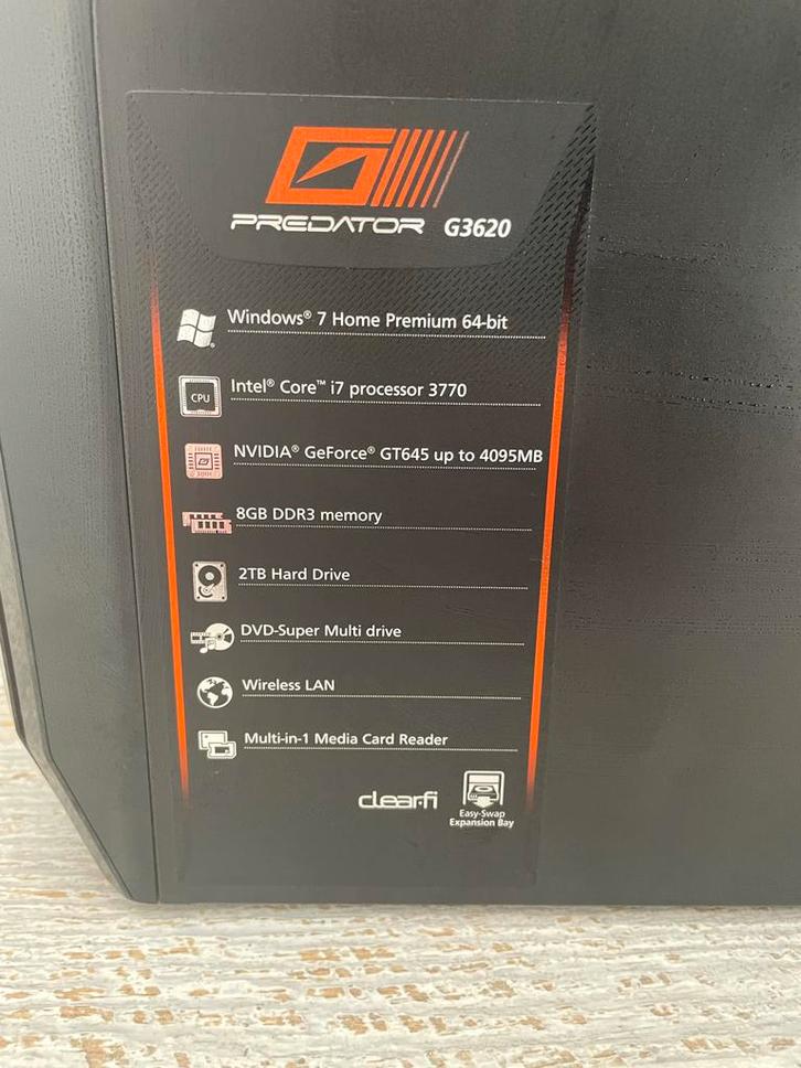 Acer Predator G3620 Gaming PC - i7, 8GB RAM, 2TB HDD, Computers en Software, Desktop Pc's, Gebruikt, 3 tot 4 Ghz, HDD, 8 GB, Met videokaart