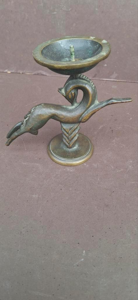 Bronzen Kandelaar Gazelle - P. Verbraak Tilburg Art Deco, Antiek en Kunst, Antiek | Koper en Brons, Brons, Ophalen of Verzenden