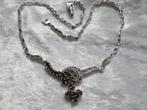 Mooi Zilveren Collier met Granaten en Markasietjes, Sieraden, Tassen en Uiterlijk, Antieke sieraden, Verzenden, Zilver, Ketting