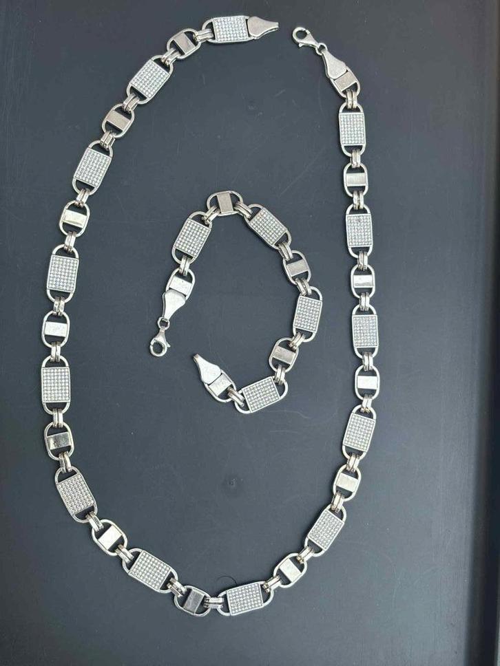 Te koop Magnum Ketting en Armband 925 zilver complete Set, Sieraden, Tassen en Uiterlijk, Armbanden, Nieuw, Zilver, Zilver, Ophalen of Verzenden