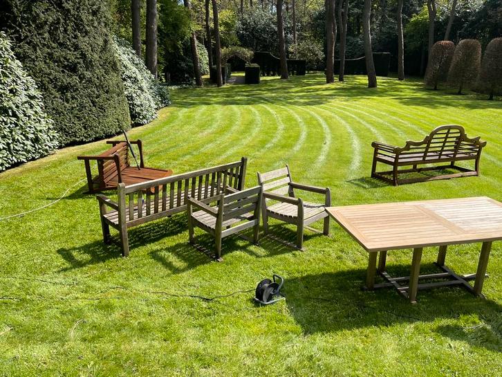 Teak tuinmeubelen schoonmaken, Tuin en Terras, Tuinsets en Loungesets, Zo goed als nieuw, Teakhout, Ophalen of Verzenden