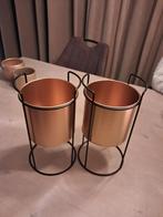 Gouden Bloempot met Standaard, Rond, Ophalen of Verzenden, Zo goed als nieuw, Balkon