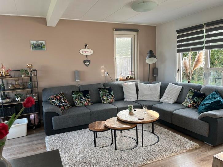 Grijze Hoekbank - Modulair & Gereinigd!, Huis en Inrichting, Banken | Bankstellen, Zo goed als nieuw, Hoekbank, Vierpersoons of meer