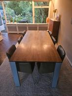 Label Tiba stoelen, 6 stuks, leer olijfgroen/bruin, Huis en Inrichting, Stoelen, Ophalen, Gebruikt, Bruin, Leer