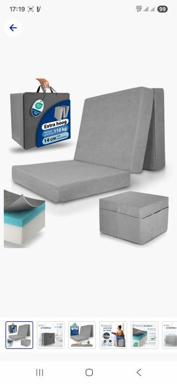 Beautissu Opvouwbaar Matras 90x200cm Grijs beschikbaar voor biedingen