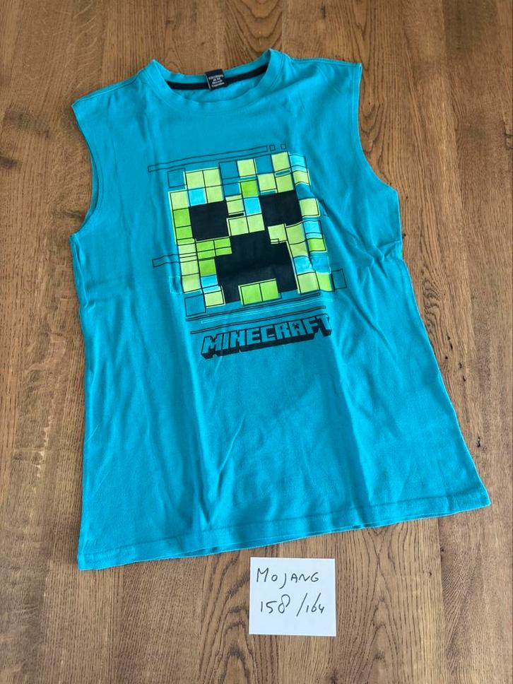 Blauw mojang minecraft tanktop top tshirt maat 158 164 ZGAN, Kinderen en Baby's, Kinderkleding | Maat 158, Zo goed als nieuw, Jongen