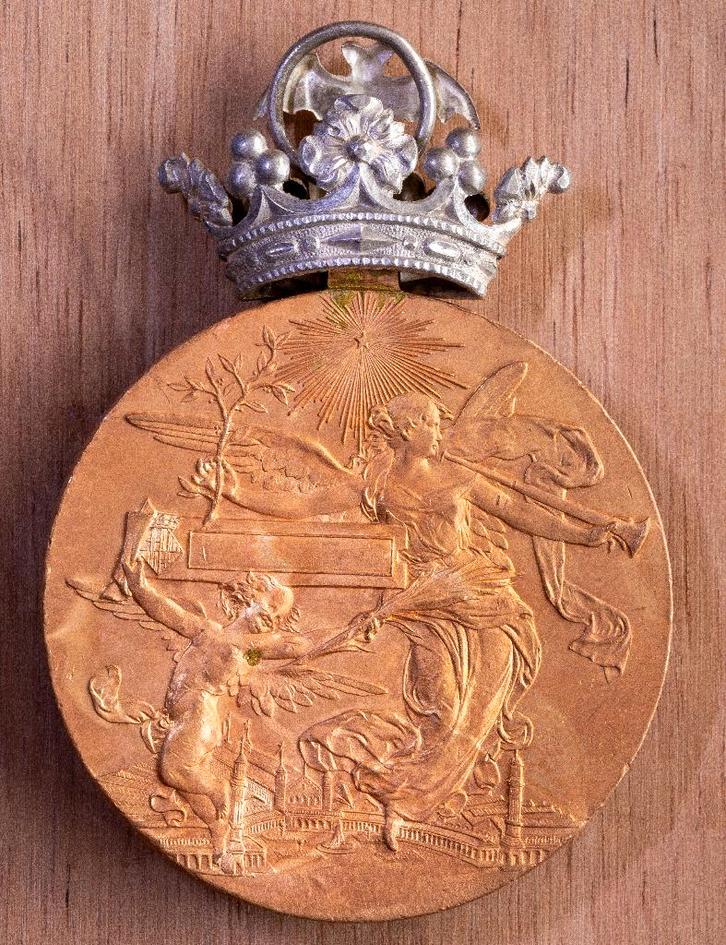 medaille tentoonstelling barcelona 1888, Postzegels en Munten, Penningen en Medailles, Brons, Buitenland, Ophalen of Verzenden