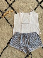 tweedelig pyjama setje topje wit XL, kort broekje blauw L, Kleding | Dames, Ophalen of Verzenden, Zo goed als nieuw, Maat 46/48 (XL) of groter