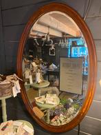 Statige mahoniehouten spiegel, Antiek en Kunst, Antiek | Spiegels, 50 tot 100 cm, Minder dan 100 cm, Ophalen of Verzenden, Ovaal