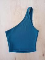 blauw groen hemdje, hemd, top, topje, 1 mouw Shein mt Xs, Ophalen of Verzenden, Zo goed als nieuw, Meisje, Shirt of Longsleeve