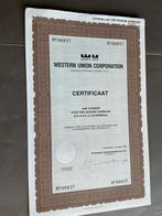 Western Union Certificaat aan Toonder, Postzegels en Munten, Aandelen en Waardepapieren, Verzenden, 1970 tot heden, Certificaat van aandeel