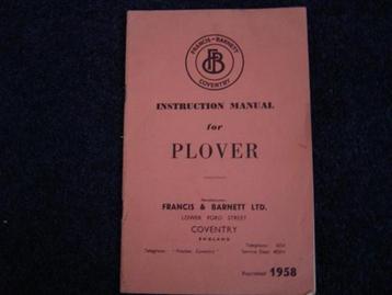 Francis Barnett Plover 1958 motorcycle instruction book  beschikbaar voor biedingen