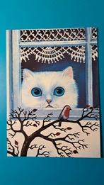 Kat Poes Anna Hollerer  - witte poes roodborstje, Verzamelen, Ophalen of Verzenden, 1980 tot heden, Ongelopen, Hond of Kat