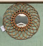 Rotan gevlochten spiegel - vintage retro bamboe, Huis en Inrichting, Woonaccessoires | Spiegels, Ophalen, Gebruikt, Onbekend, 50 tot 75 cm