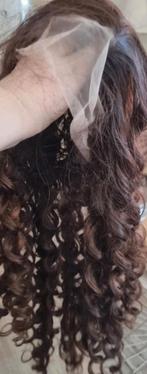 Lace-wig,  bruin met highlights en mooie krullen, Ophalen of Verzenden, Nieuw, Pruik of Haarverlenging