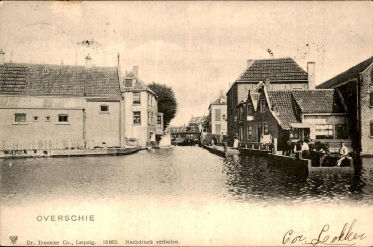 Overschie - kade?, Verzamelen, Ansichtkaarten | Nederland, Gelopen, Zuid-Holland, Voor 1920, Ophalen of Verzenden