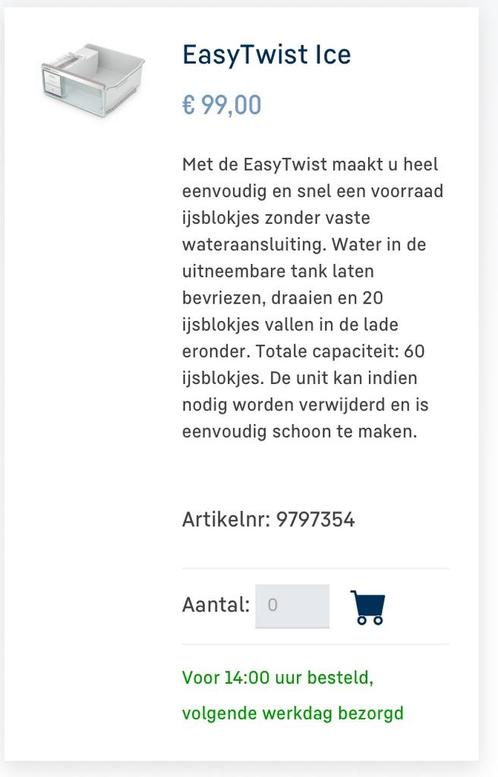 Liebherr onderdeel Easy Twist Ice, Witgoed en Apparatuur, Vriezers en Diepvrieskisten, Nieuw, Inbouw, Vrieskast, 160 cm of meer