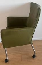 6 Leren Eetkamerstoelen Groen, Huis en Inrichting, Stoelen, Gebruikt, Overige kleuren, Leer, Ophalen of Verzenden