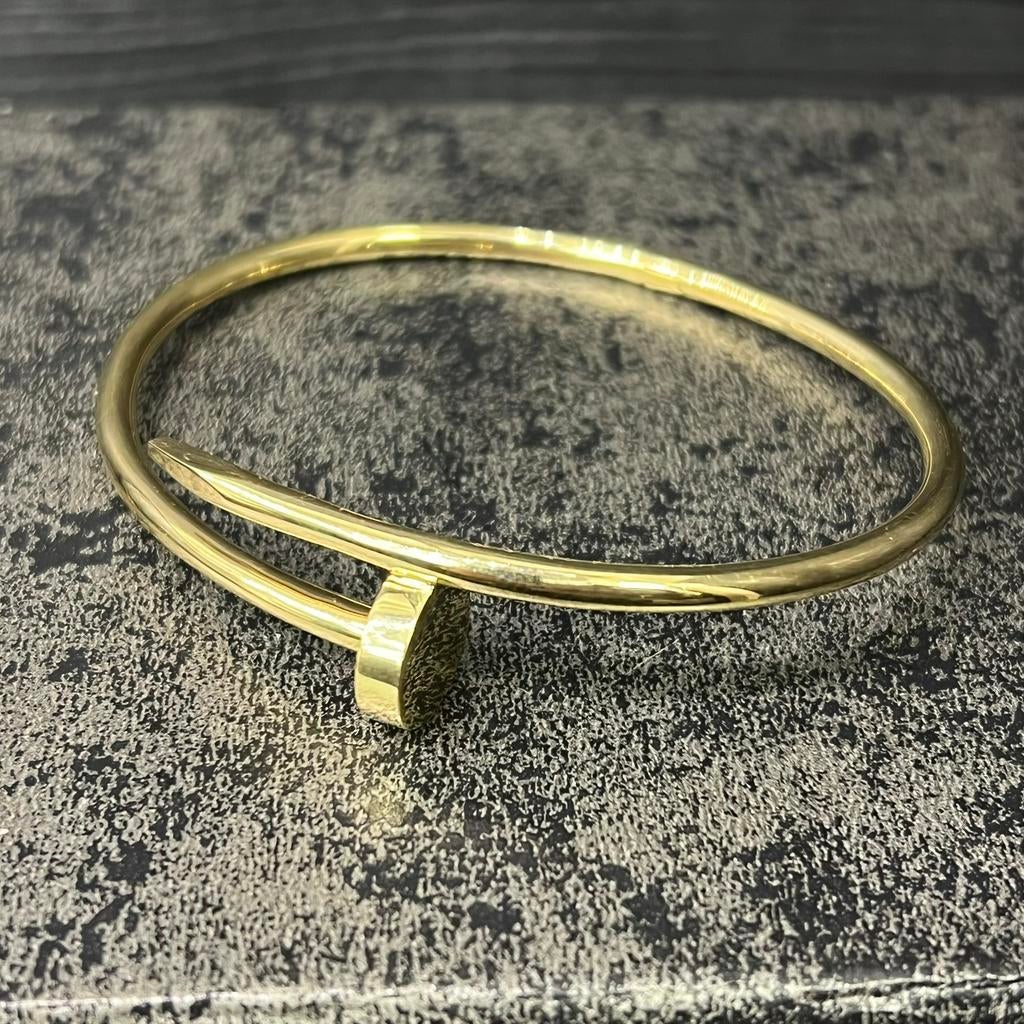 18 karaat gouden spijker armband massief model, Sieraden, Tassen en Uiterlijk, Ophalen of Verzenden, Zo goed als nieuw, Goud, Dame