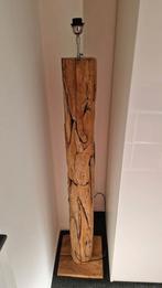 Ronde vloerlamp in natuurlijk teak, 160 cm hoog, Huis en Inrichting, Lampen | Vloerlampen, Ophalen, Zo goed als nieuw, Hout, 150 tot 200 cm