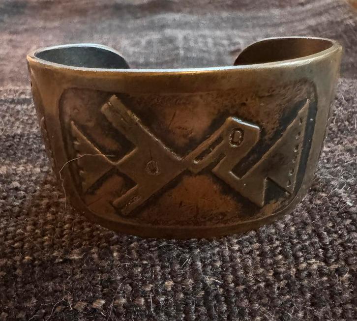 Vintage Koperen Manchetarmband Native American Stijl, Sieraden, Tassen en Uiterlijk, Armbanden, Gebruikt, Overige materialen, Bruin