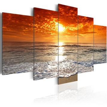 nr 820 Zon Zee Strand Schilderij / Print 5 luik XXL 200x100 beschikbaar voor biedingen