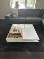 Moderne Witte Salontafel met Opberglades, Huis en Inrichting, Ophalen, Kunststof, 100 tot 150 cm, Vierkant