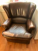 Bruine stoel van leer, Huis en Inrichting, Fauteuils, Ophalen, Gebruikt, 75 tot 100 cm, Leer