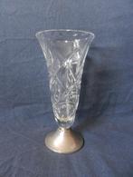 Kristallen / glazen vaas op zilveren voet Hollands h 14,5 cm, Antiek en Kunst, Antiek | Glas en Kristal, Ophalen of Verzenden